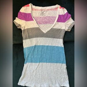 American Eagle Colorful Striped V-Neck Women's Top